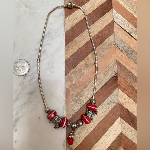 Pandora - Similar Authentic 925 Sterling Silver Necklace w/ Pram Stroller Charms - Picture 1 of 8